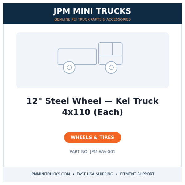 12" Steel Wheel — Kei Truck 4x110 (Each)