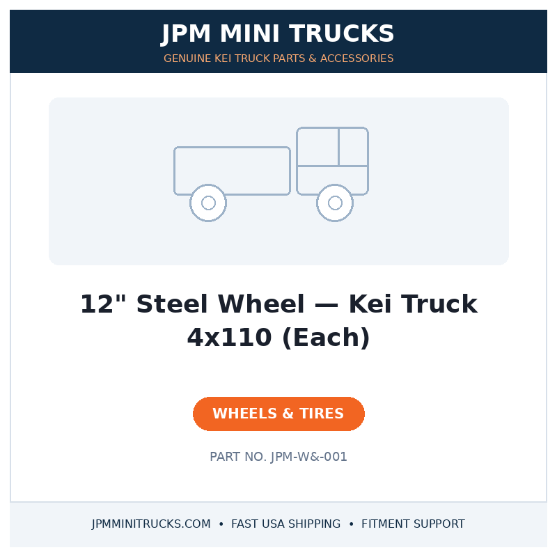 12" Steel Wheel — Kei Truck 4x110 (Each)