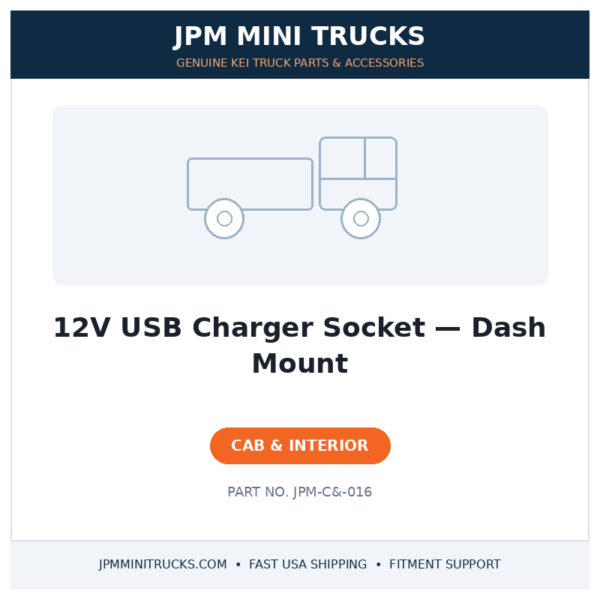 12V USB Charger Socket — Dash Mount